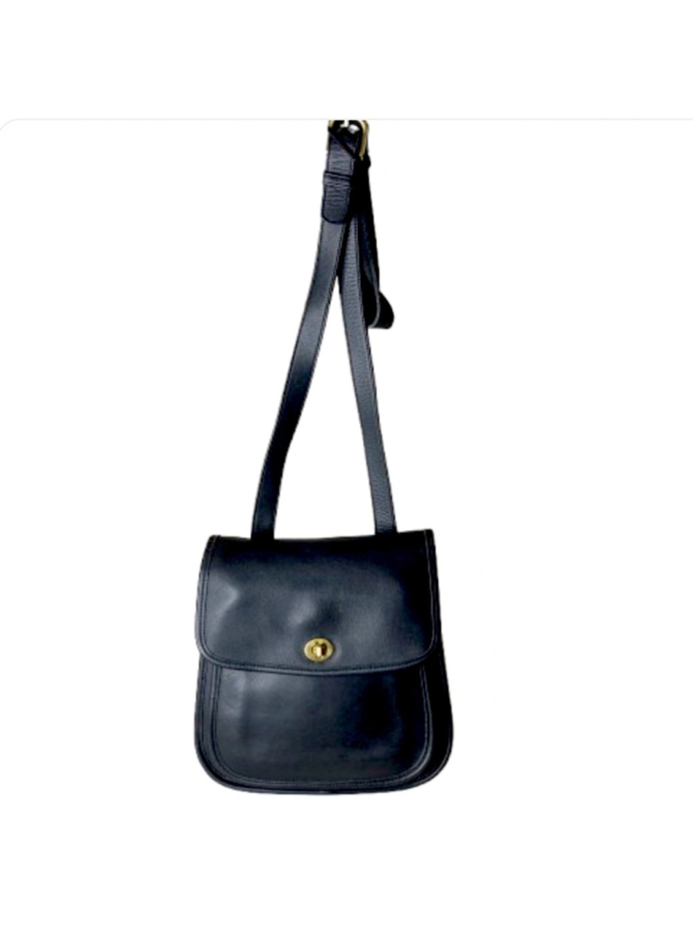 Vintage COACH Black Leather Large Side Pack Turn Lock Shoulder Bag USA 9979 - Picture 17 of 17